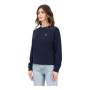 Blå Crew Neck Sweater med Krokodille Applique