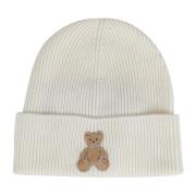 Beige Beanie Hat med Bear Design