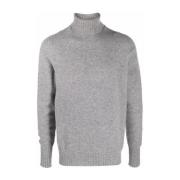 Grå lammeuld rullekrave sweater