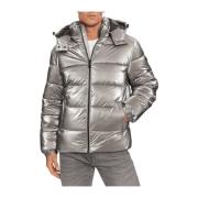 Metallic Puffa Jakke Gunmetal Stil