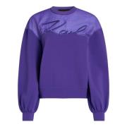 Violet kombineret materiale sweater med broderi