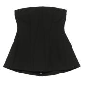 Sort Vævet Korset Peplum Top