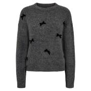 Mørk Grå Bow Pullover Sweater