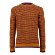 Herre gul crew-neck med to-tone motiv