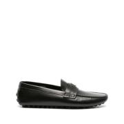 Sorte Læder Loafers Casual Flats