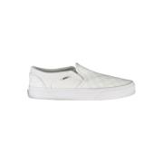 Sporty hvide slip-on sneakers med kontrastdetaljer