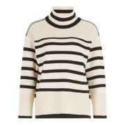 Stribet grovstrikket sweater