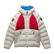 Hætte Beige Puffer Frakke