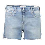 Blå Denim Shorts med Vasket Effekt