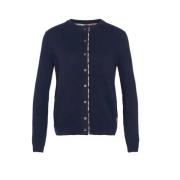 Blå Crewneck Sweater med Tartan Trim