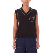 Solid Kontraststrik Sweater Vest