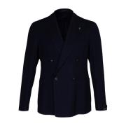 Herre blazer. Dobbeltbrystet model med peak revers. Normal pasform. Lomme med klap. Tekstureret stof. Lavet i Italien