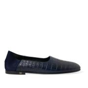 Elegante Blå Krokodille Loafers