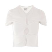 Hvid Cropped Top med Front Knot