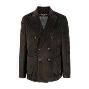 Brun Corduroy Dobbeltbrystet Blazer