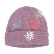 Broderet Lilla Beanie Kvinders Hat