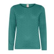 Feminin O-Neck Pullover Bluse Efeugrøn