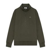 Børstet Fleece Half-Zip Sweater Dark Army