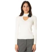 Blomstret turtleneck sweater - Kridt