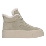 Kvinders Khaki uldforede højtop sneakers med velour til vinter ES8 ER00115865