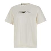 Hvid Bomulds T-shirt med Broderet Logo