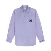 Yankees Oversized Blå Stribet Skjorte