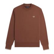 Bomuld crewneck sweatshirt med ribbede manchetter