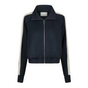 Sporty Navy Cardigan med Stribede Detaljer