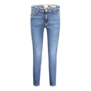 Denim Skinny Jeans med Rhinestone Applikationer