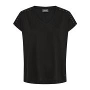 Stud V-Neck Tee Top Sort