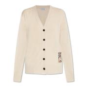 Uld cardigan med logo lap