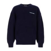 Halv Cardigan Strik Crewneck Sweater