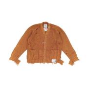 Blegede Strik Cardigan Orange Vintage Stil