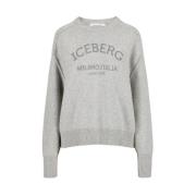 Grå crew-neck sweater med logo