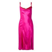 Fuchsia Pink Slip Kjole med Sideslidse