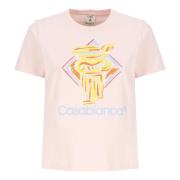 Pink Bomuld T-shirt med Diamant Print