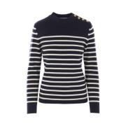 Stribet Uld Cashmere Pullover Sweater