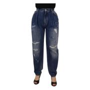 Højtaljet Skinny Denim Jeans - Blå Vasket