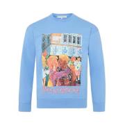 Blå Grafisk Print Sweatshirt