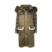 Khaki Camo Shearling Hætteparka