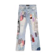 Slidte denim jeans med patchwork-detaljer