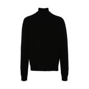 Sort Strikket Crew Neck Sweater