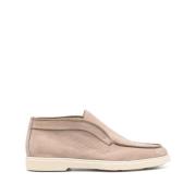 Taupe Ruskind Slip-On Sko med Gummisål