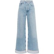 Lysblå High-Waisted Wide Leg Jeans