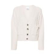 Ivory Cable Strik V-Hals Sweater