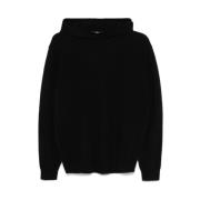 Sort Cashmere Fleece Snørehætte