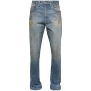 Blå Denim Jeans med Distressed Finish