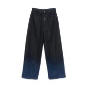 Sort Coated Denim Wide Leg Jeans