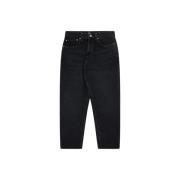 Sort Denim Tapered Leg Bukser