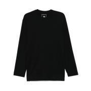 Sort Crew Neck Langærmet T-shirt